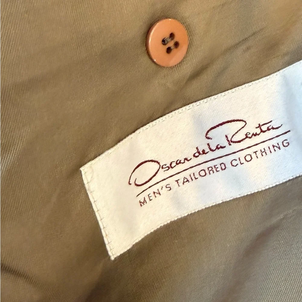 Oscar de la Renta Blazer Mens 44R Brown Houndstooth Sport Coat Tweed Jacket‎ VTG